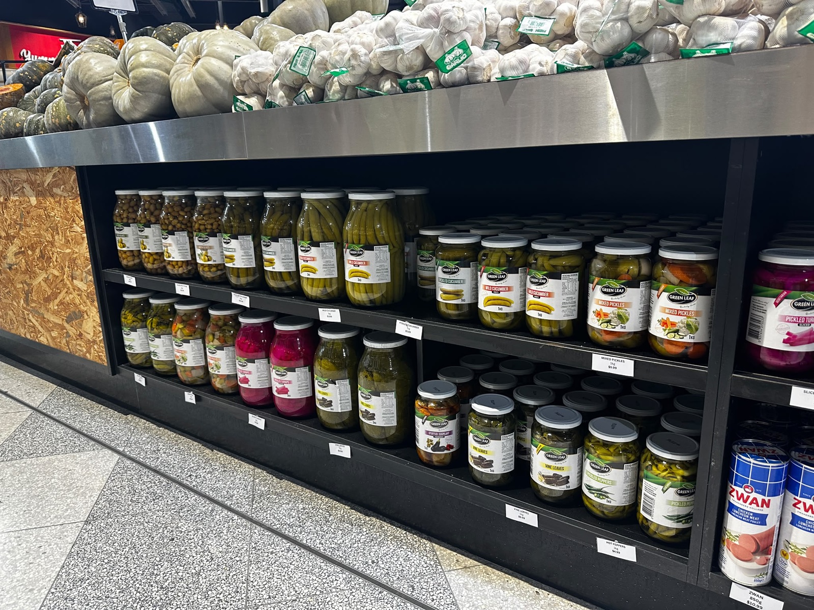 Pickles and pantry shelves